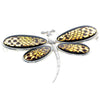 925 Sterling Silver & Genuine Engraved Baltic Amber Butterfly Brooch - AF803