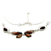 925 Sterling Silver & Genuine Baltic Engraved Amber Multi Stones Butterfly Modern Exclusive Necklace - AF900