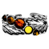 925 Sterling Silver & Genuine Baltic Amber Modern Ring - AR13