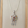 925 Sterling Silver & Baltic Amber Large Dream catcher Pendant - GL368S