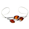 Beautiful Designer Silver Bangle with 3 Baltic Amber Stones - BL0054