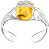 Load image into Gallery viewer, 925 Sterling Silver &amp; Genuine Lemon Baltic Amber Exclusive Bangle - BL0169