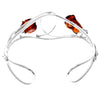 925 Sterling Silver & Genuine Cognac Baltic Amber Exclusive Double Rose Bangle - BL0170