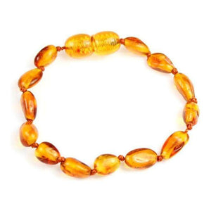 Certified Baltic Amber Beans Beads Bracelet in Cognac Colours - Sizes Child to Adult