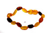 Certified Baltic Amber Beans Beads Bracelet in Mixed Colours - Sizes Baby to Adult - SilverAmberJewellery