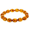 Genuine Baltic Amber Elastic Bracelet for Women - Oval Olive Amber Beads 12x10 mm - BT0175