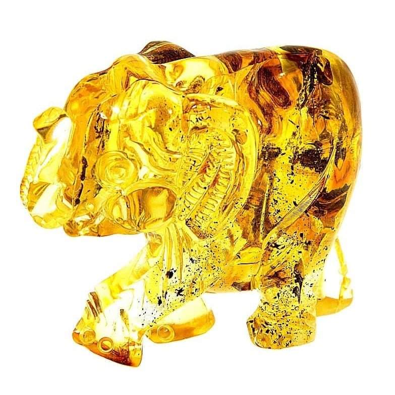 Figurine Superb Quality Handmade Natural Carved Elephant made of Genuine Baltic Amber - CRV63
