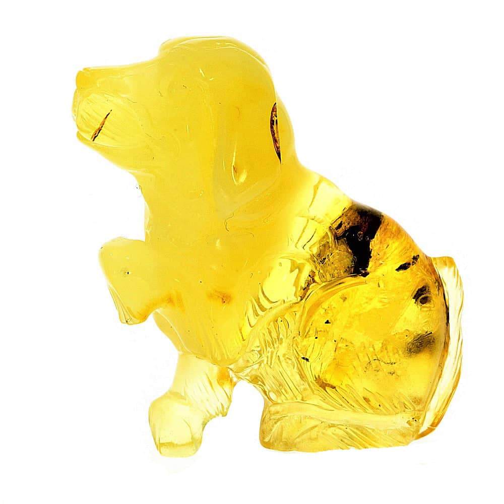 Figurine Superb Quality Handmade Natural Carved Dog made of Genuine Baltic Amber - CRV64