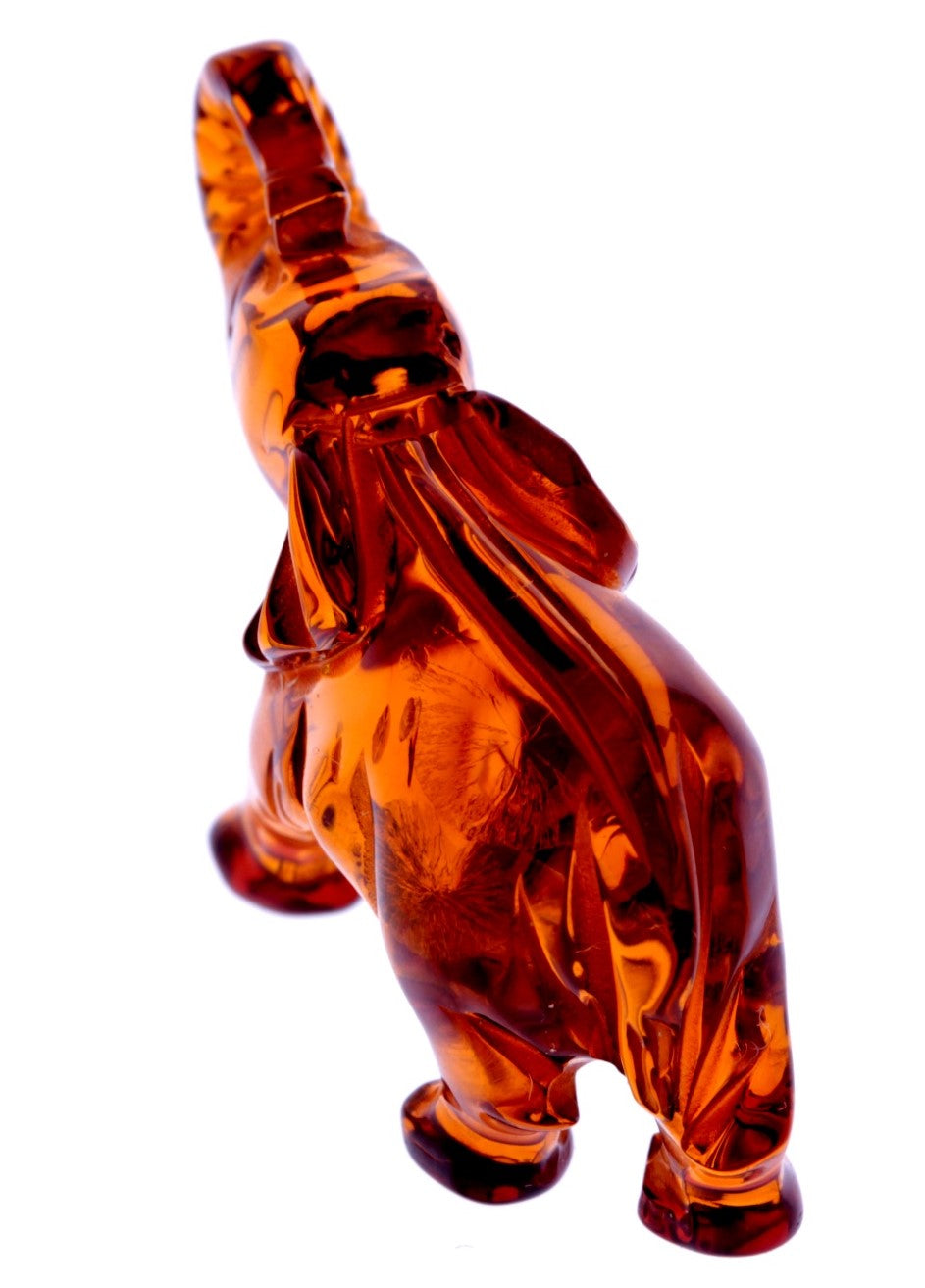 Figurine Superb Quality Handmade Natural Carved Elephant made of Genuine Baltic Amber - CRV68