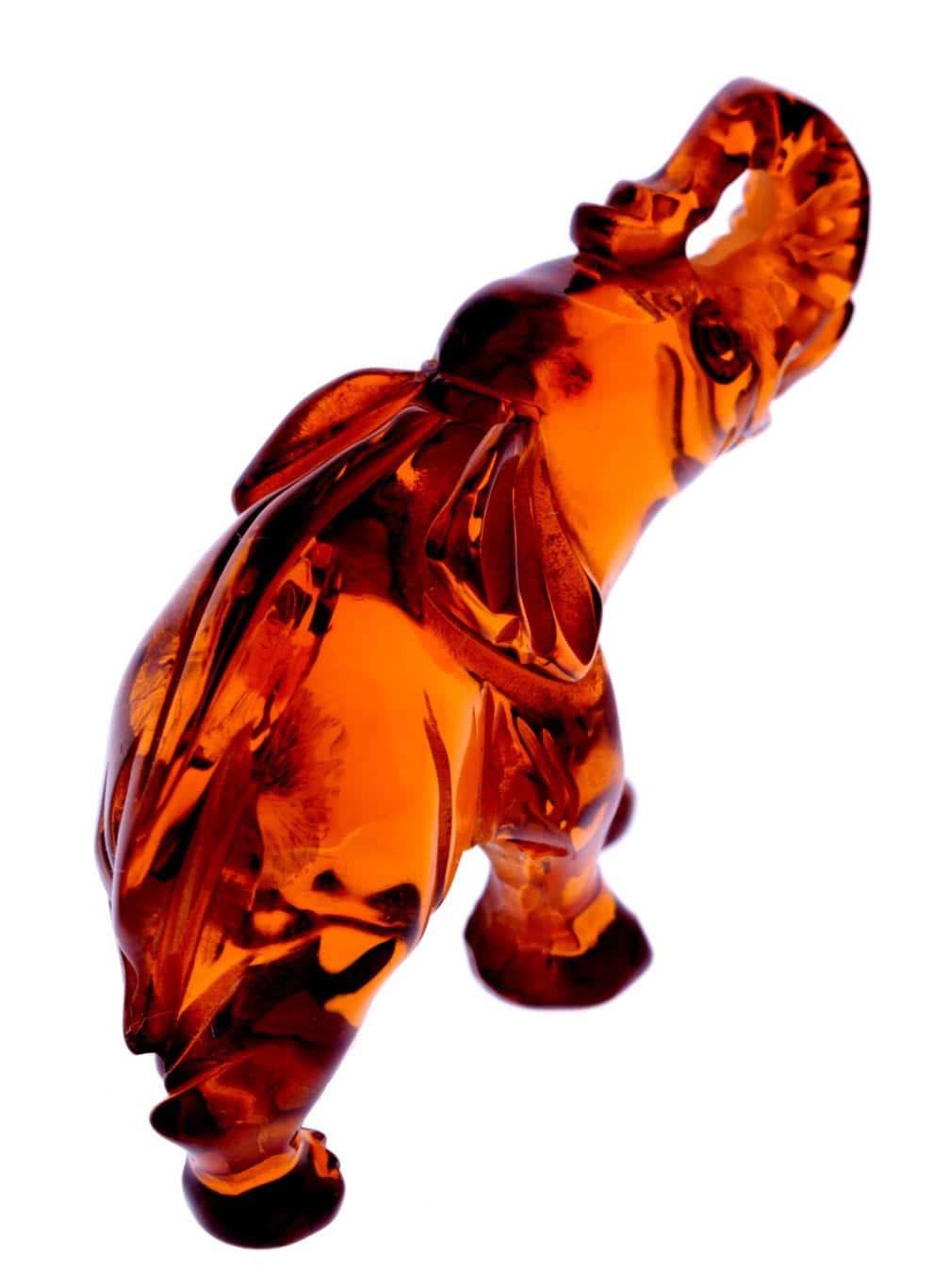 Figurine Superb Quality Handmade Natural Carved Elephant made of Genuine Baltic Amber - CRV68