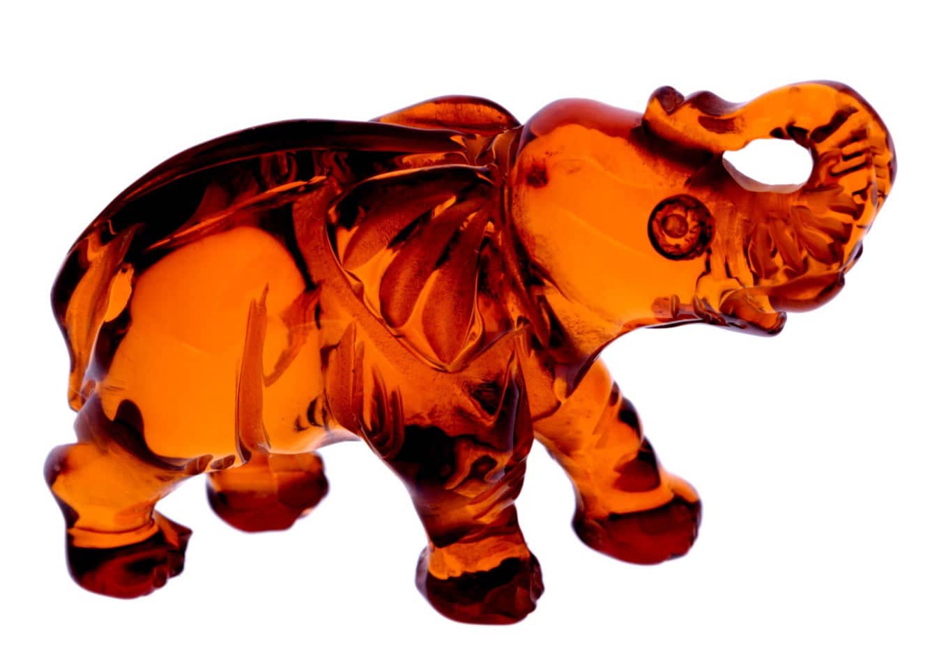 Figurine Superb Quality Handmade Natural Carved Elephant made of Genuine Baltic Amber - CRV68