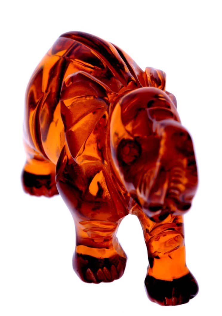 Figurine Superb Quality Handmade Natural Carved Elephant made of Genuine Baltic Amber - CRV68