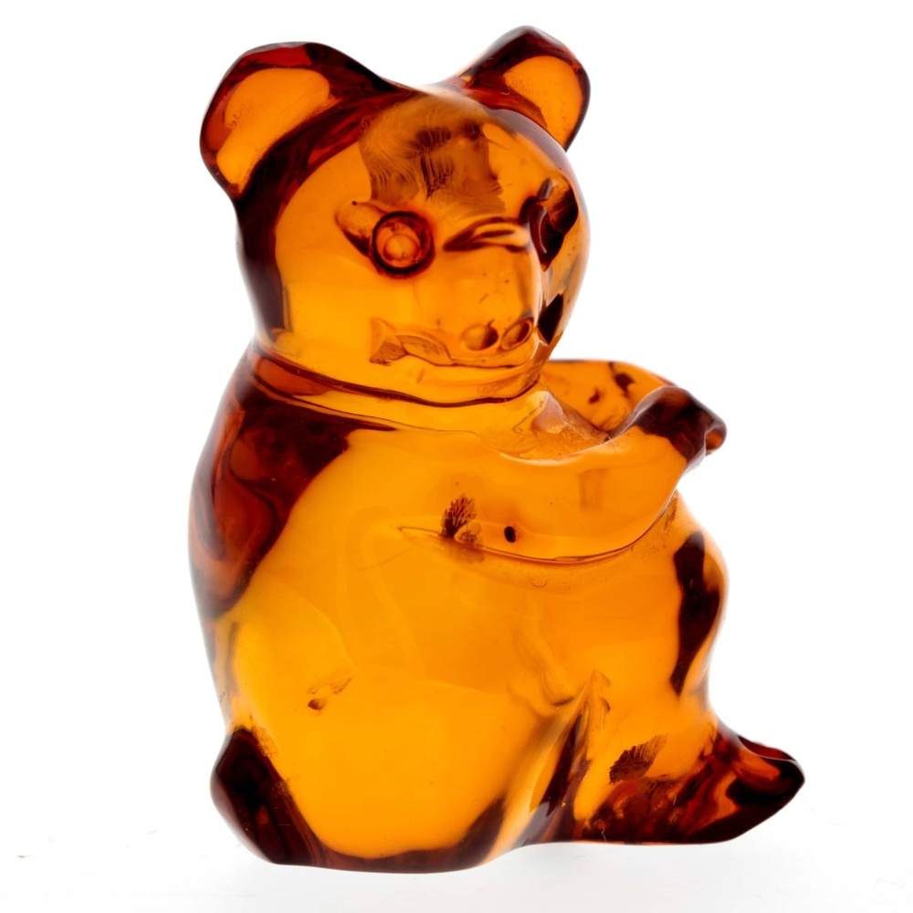 Figurine Superb Quality Handmade Natural Carved Panda made of Genuine Baltic Amber - CRV82