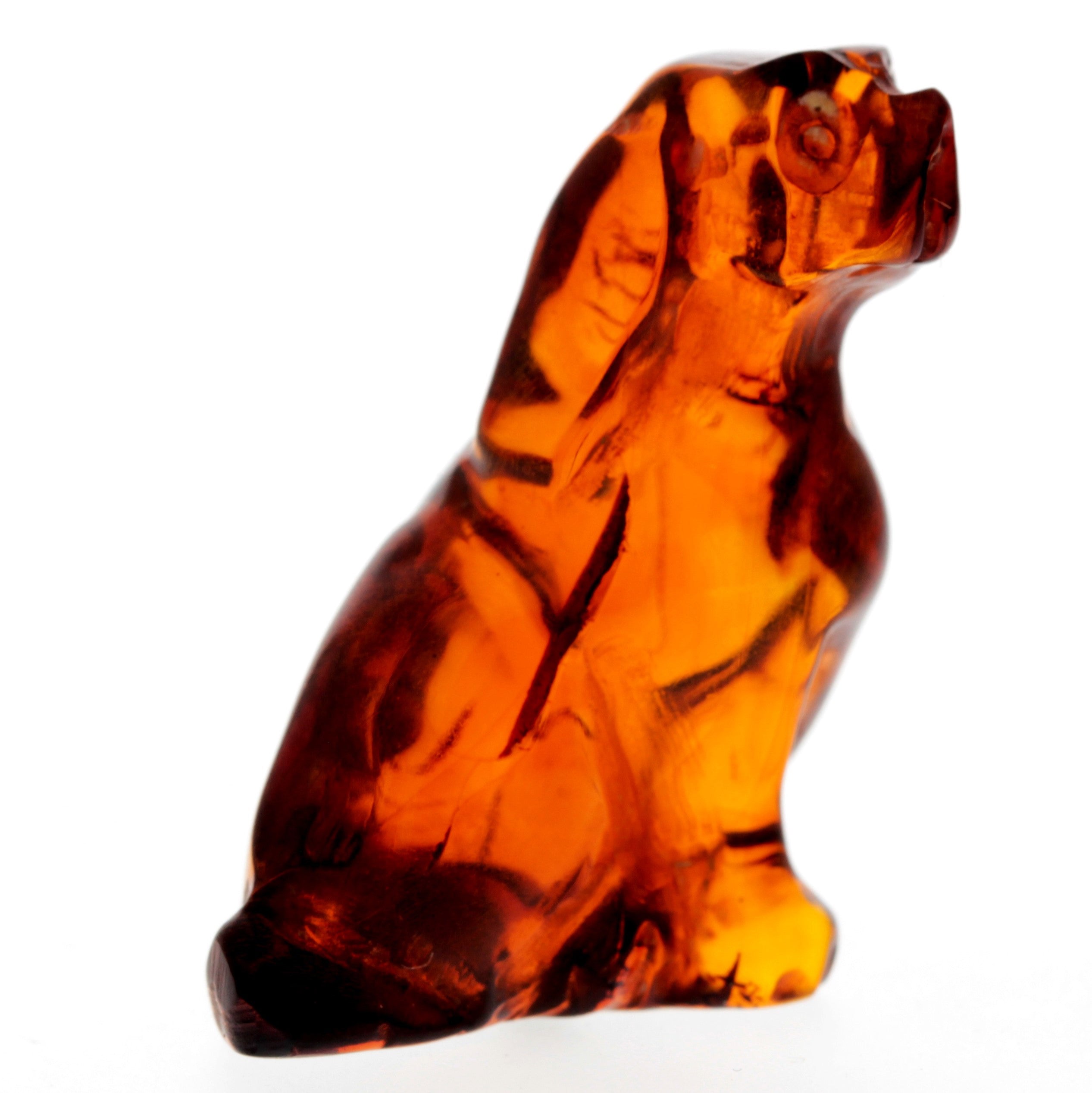 Figurine Superb Quality Handmade Natural Carved Dog made of Genuine Baltic Amber - CRV84