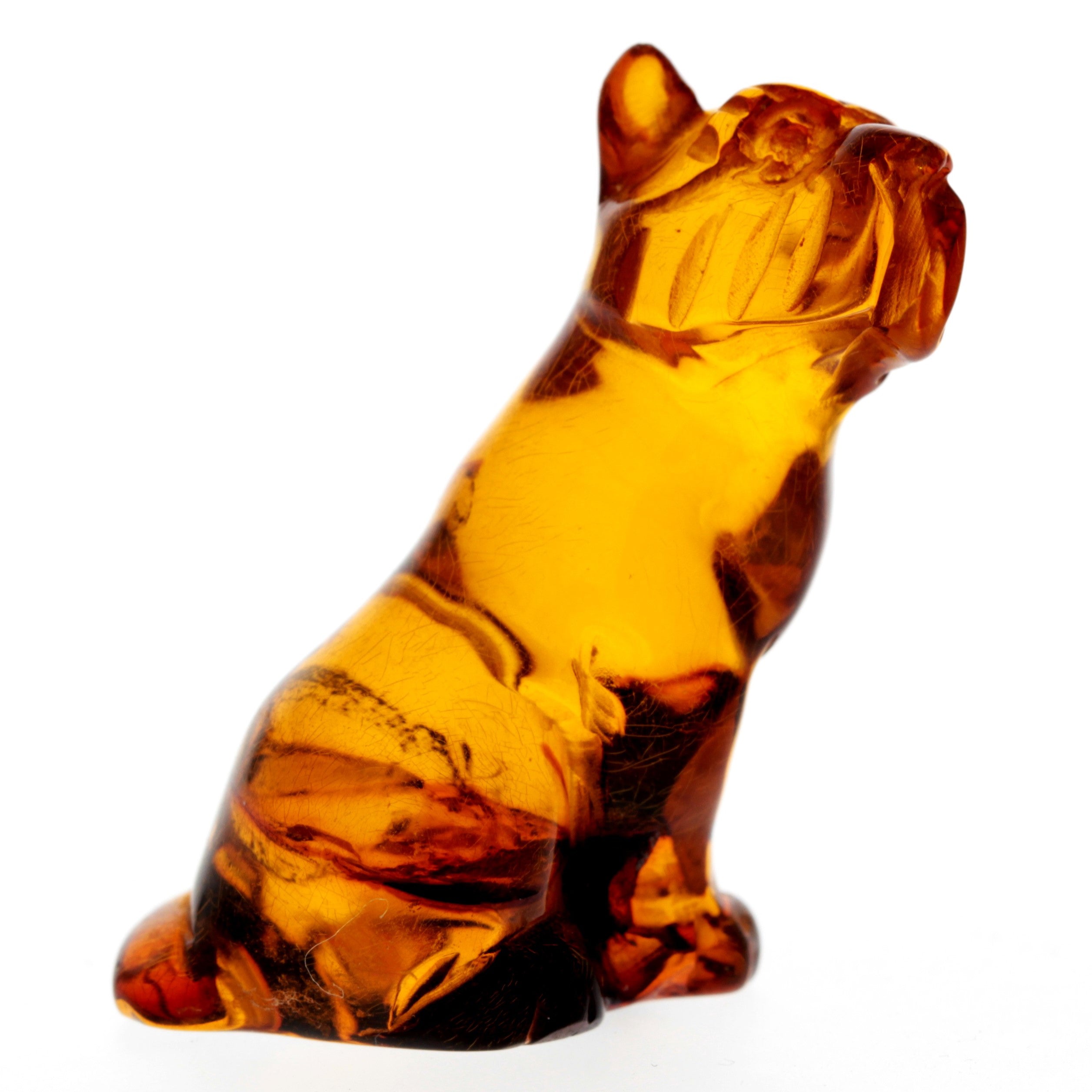 Figurine Superb Quality Handmade Natural Carved Dog made of Genuine Baltic Amber - CRV85