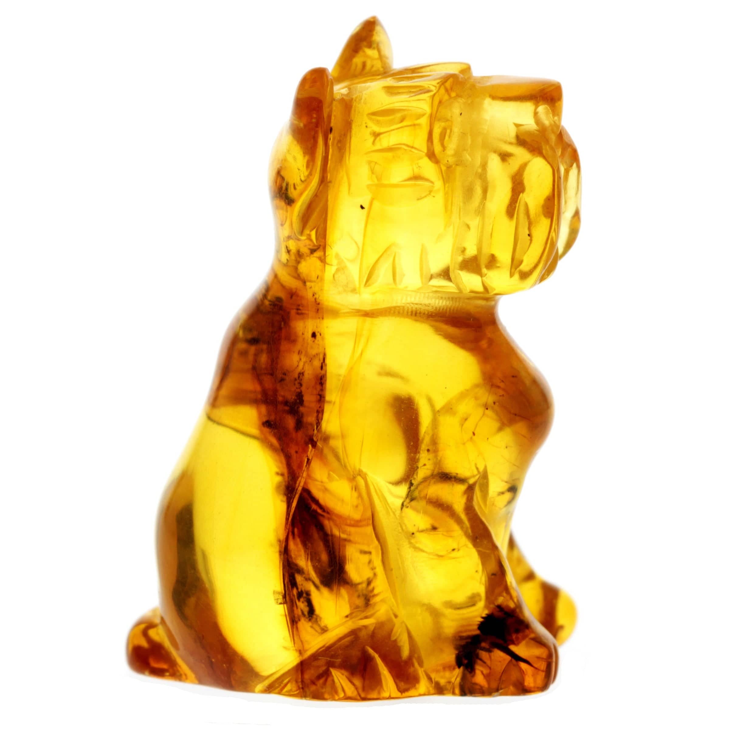 Figurine Superb Quality Handmade Natural Carved Dog made of Genuine Baltic Amber - CRV88