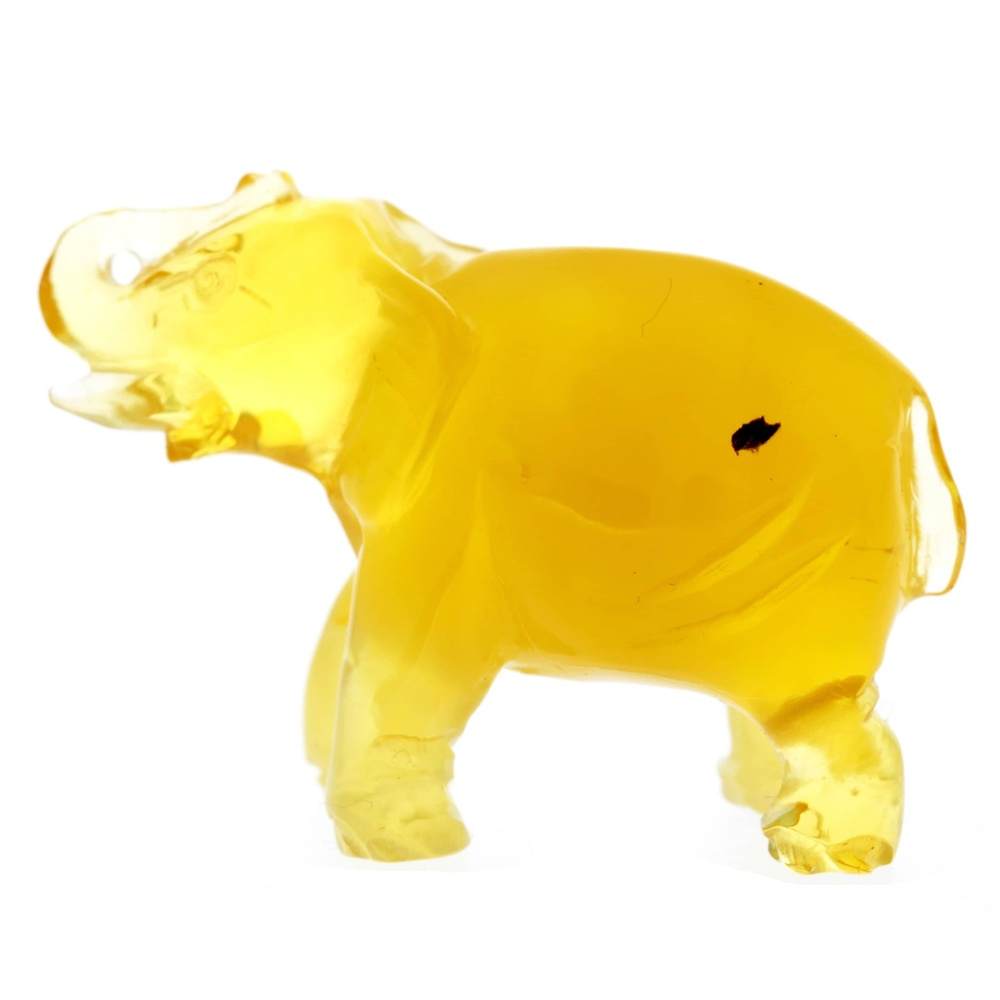 Figurine Superb Quality Handmade Natural Carved Elephant made of Genuine Baltic Amber - CRV91