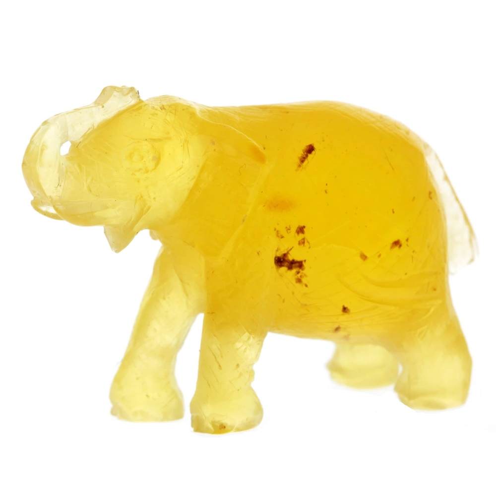 Figurine Superb Quality Handmade Natural Carved Elephant made of Genuine Baltic Amber - CRV92