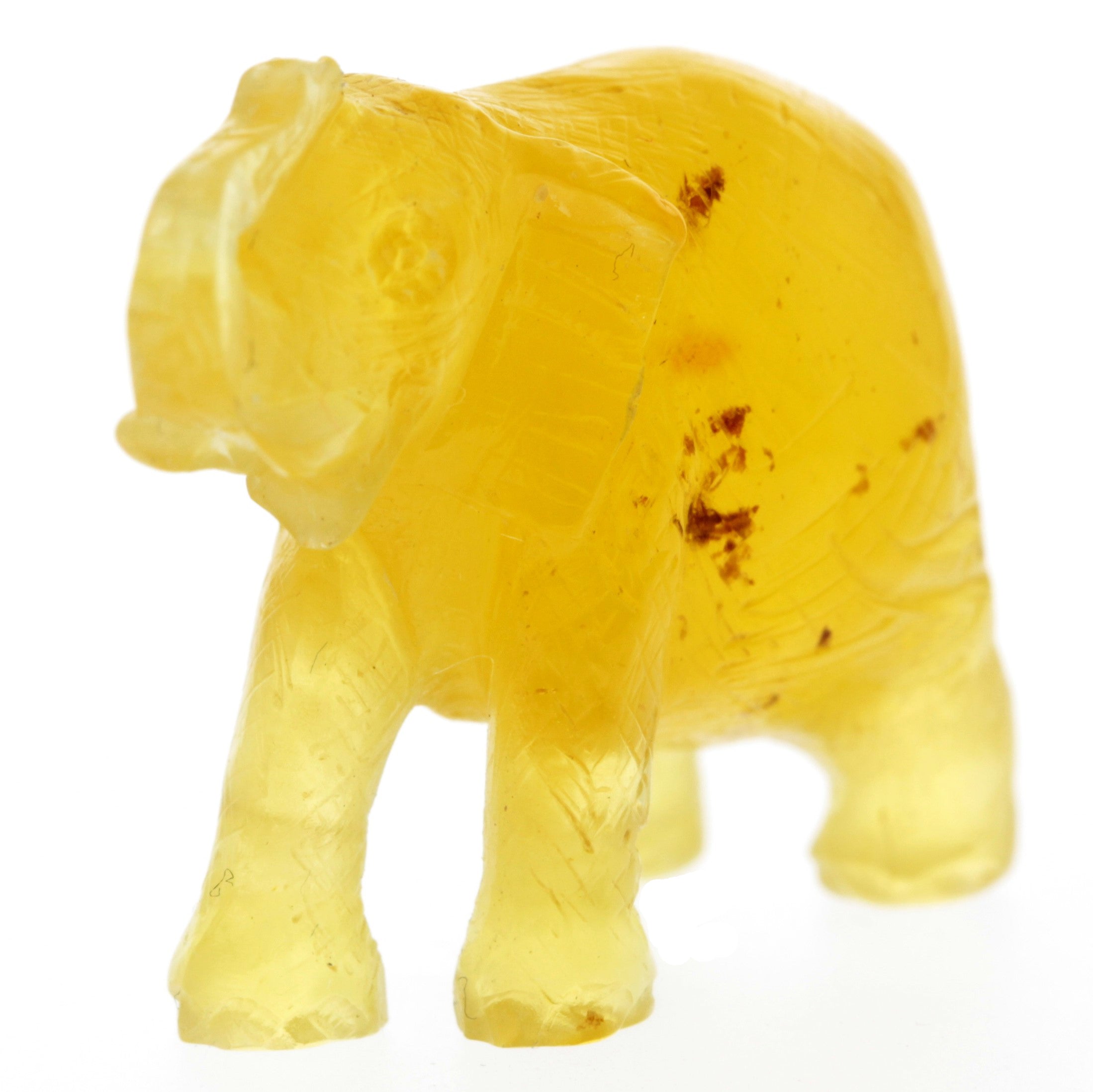Figurine Superb Quality Handmade Natural Carved Elephant made of Genuine Baltic Amber - CRV92