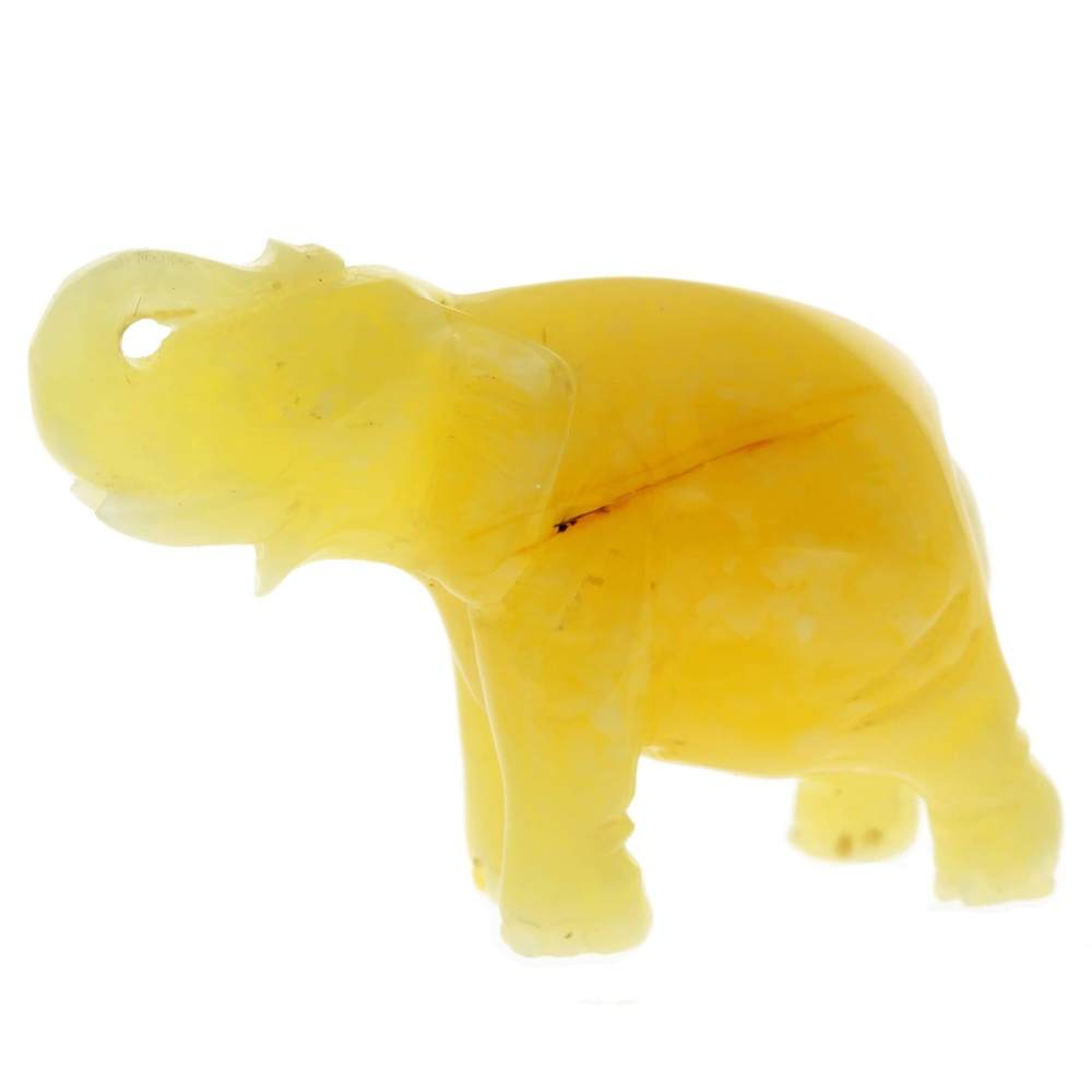 Figurine Superb Quality Handmade Natural Carved Elephant made of Genuine Baltic Amber - CRV93