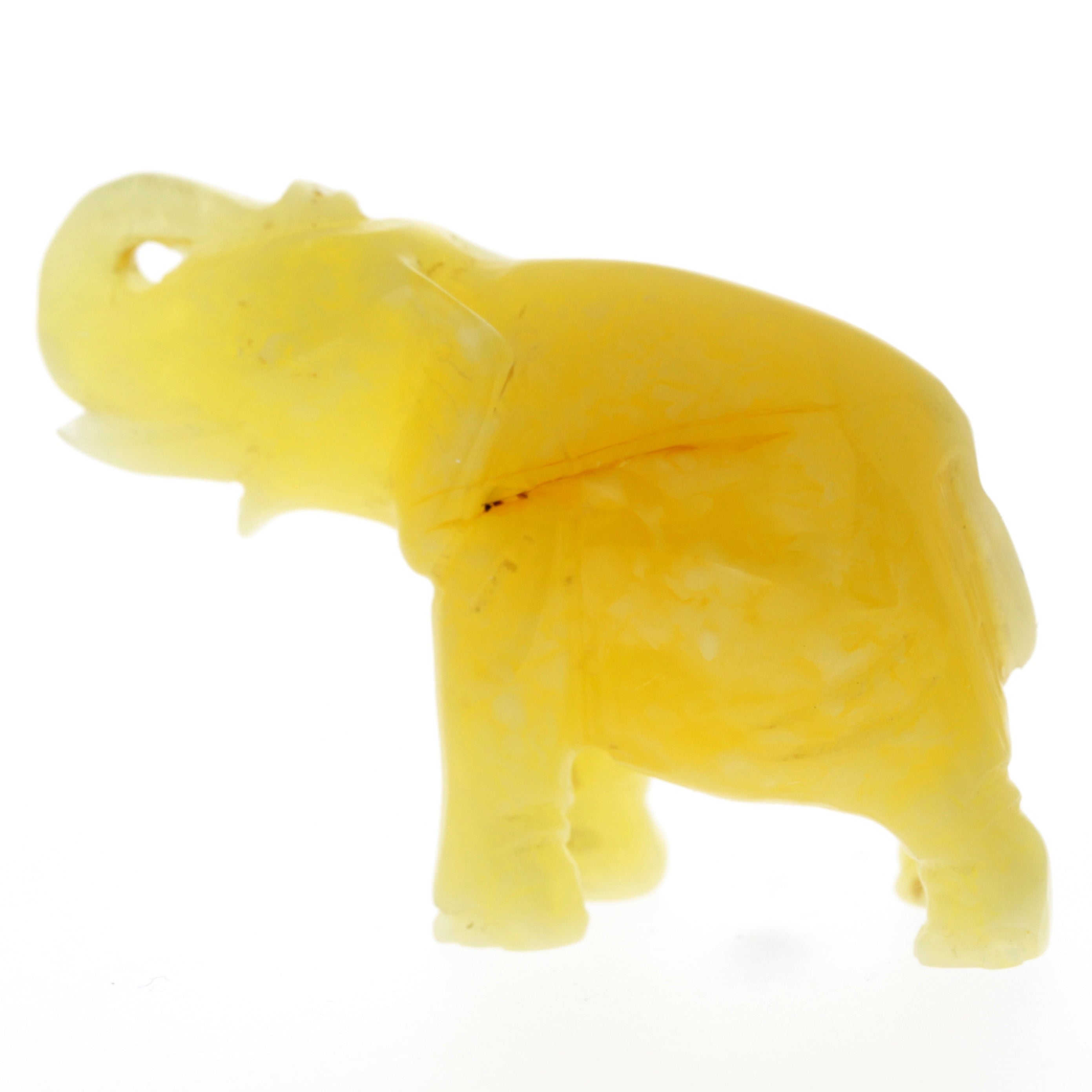 Figurine Superb Quality Handmade Natural Carved Elephant made of Genuine Baltic Amber - CRV93