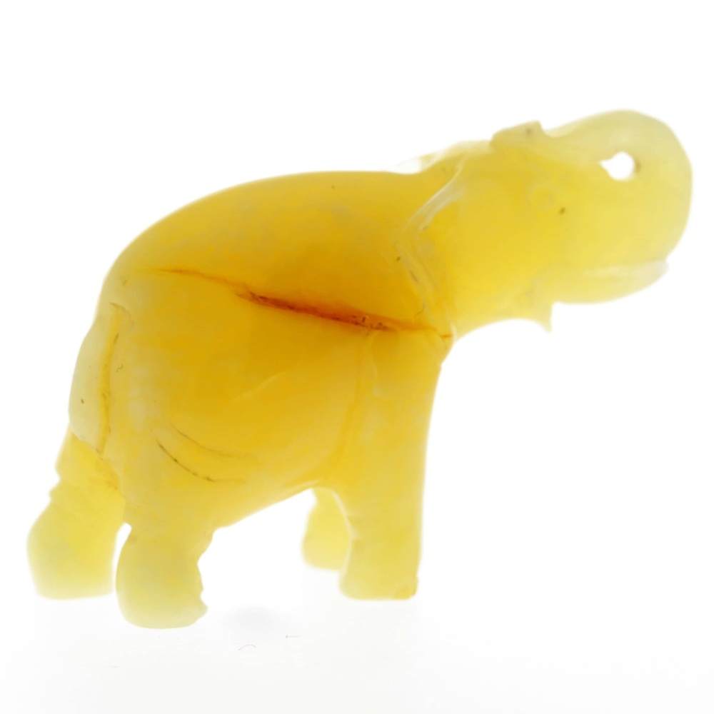 Figurine Superb Quality Handmade Natural Carved Elephant made of Genuine Baltic Amber - CRV93