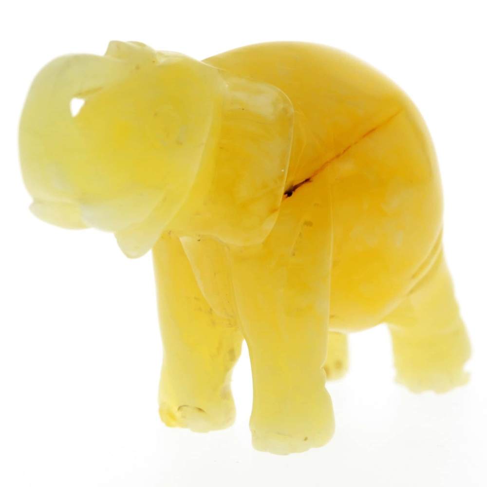 Figurine Superb Quality Handmade Natural Carved Elephant made of Genuine Baltic Amber - CRV93