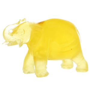 Figurine Superb Quality Handmade Natural Carved Elephant made of Genuine Baltic Amber - CRV94