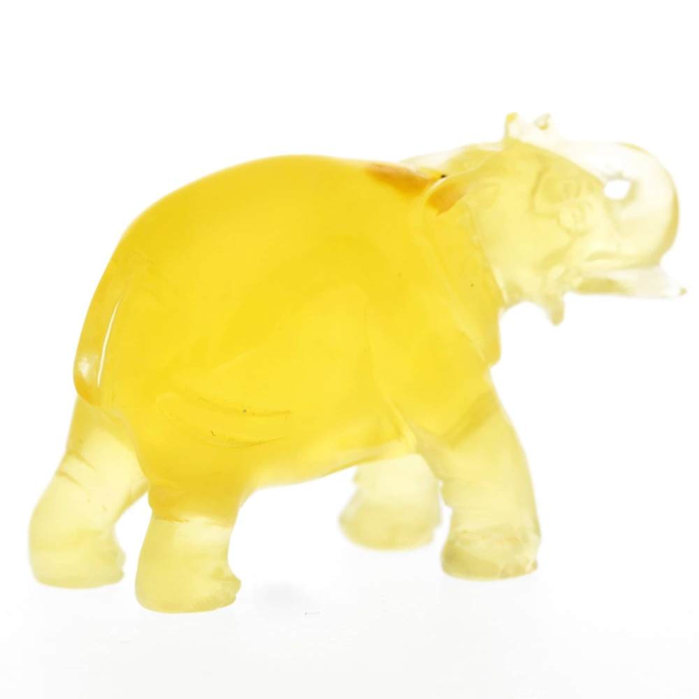 Figurine Superb Quality Handmade Natural Carved Elephant made of Genuine Baltic Amber - CRV94