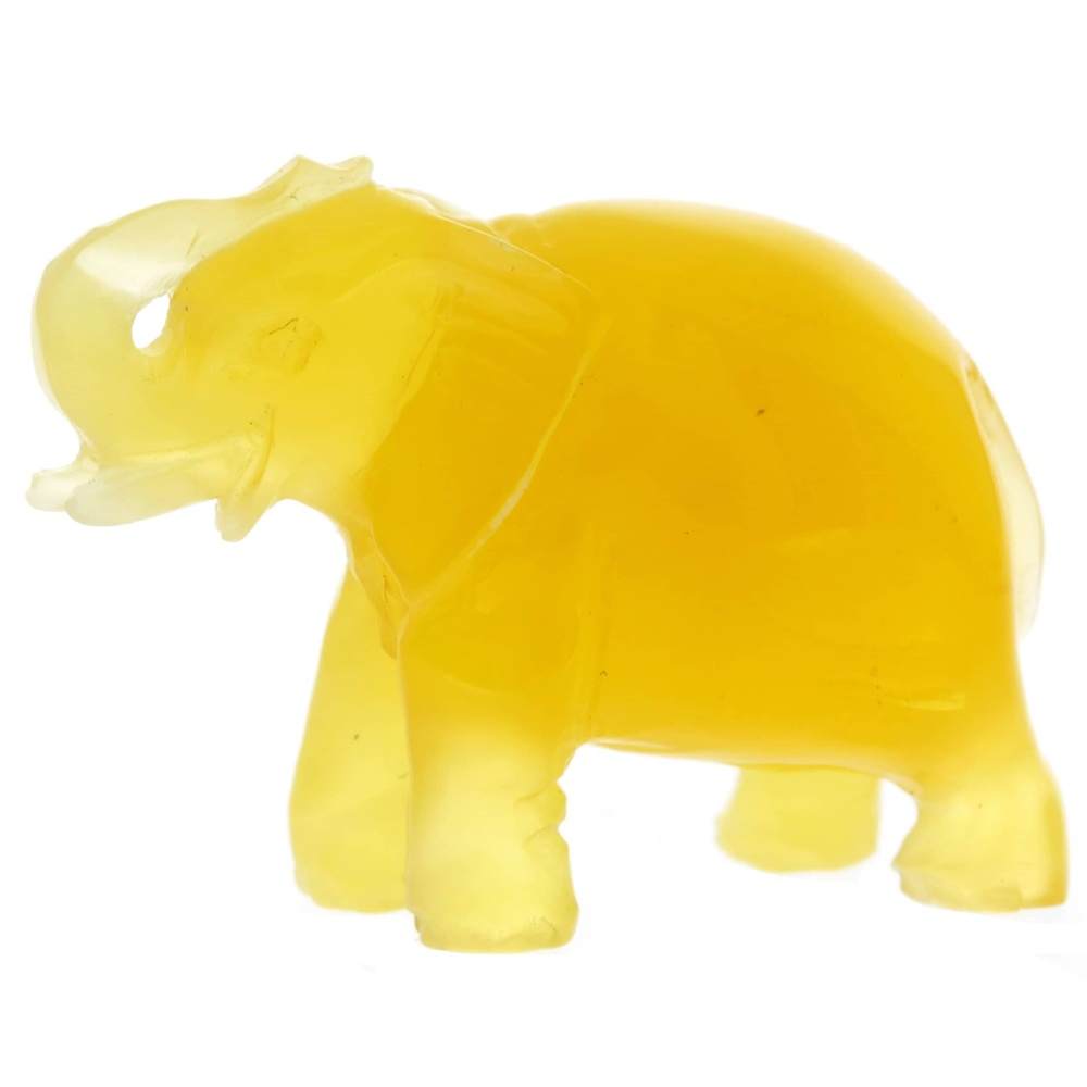 Figurine Superb Quality Handmade Natural Carved Elephant made of Genuine Baltic Amber - CRV95