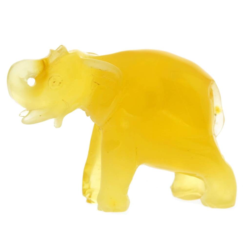 Figurine Superb Quality Handmade Natural Carved Elephant made of Genuine Baltic Amber - CRV96