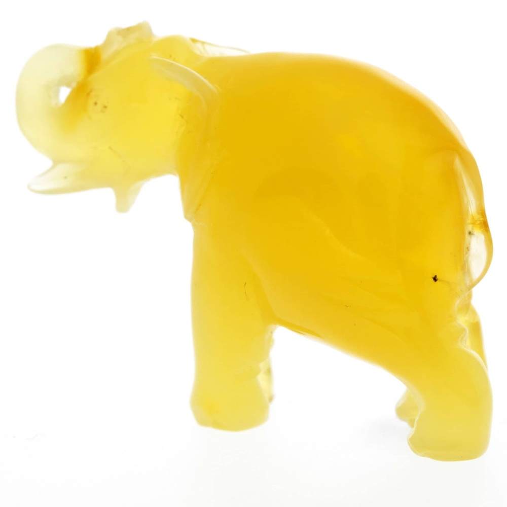 Figurine Superb Quality Handmade Natural Carved Elephant made of Genuine Baltic Amber - CRV96