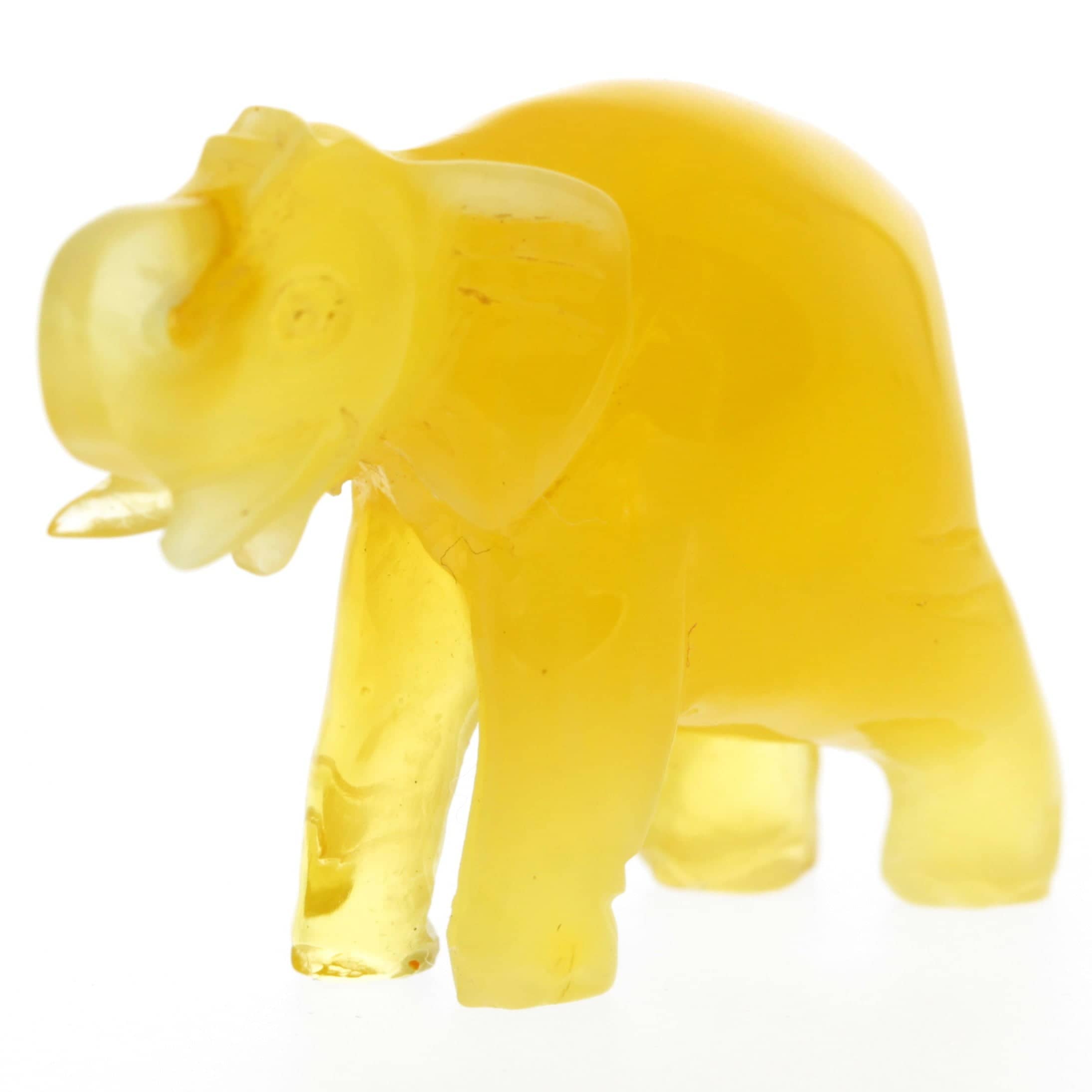 Figurine Superb Quality Handmade Natural Carved Elephant made of Genuine Baltic Amber - CRV96
