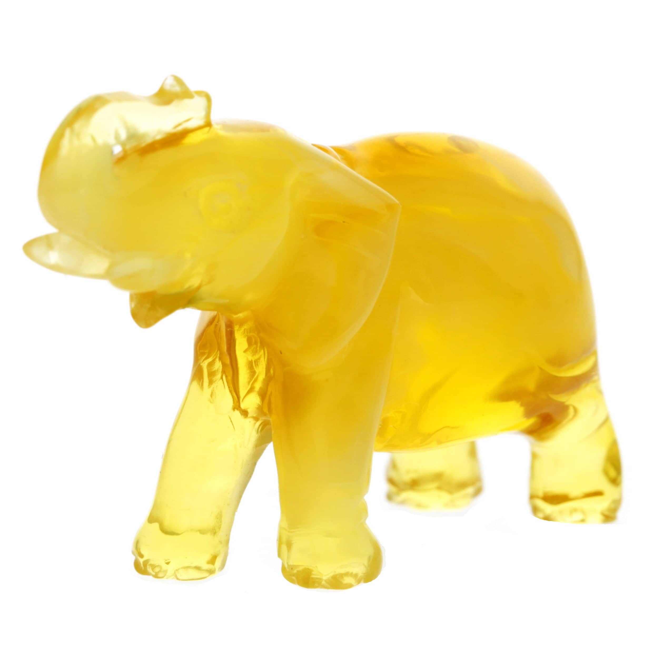 Figurine Superb Quality Handmade Natural Carved Elephant made of Genuine Baltic Amber - CRV97