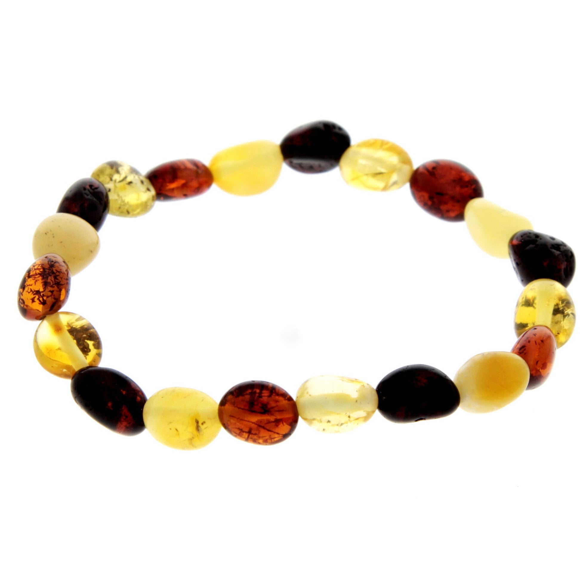 Certified Baltic Amber Bean Beads Bracelet Elasticated - Sizes Child to Adult