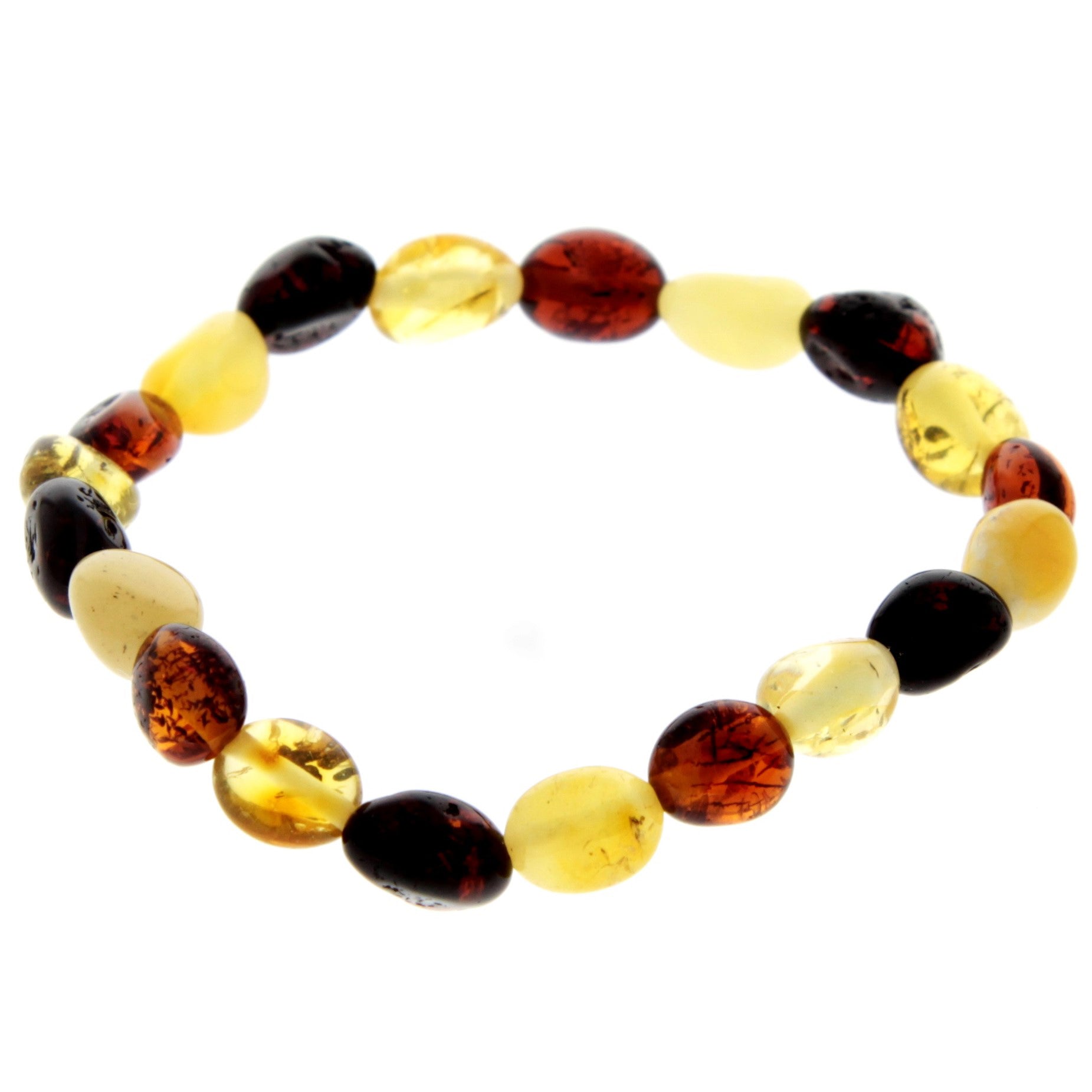 Certified Baltic Amber Bean Beads Bracelet Elasticated - Sizes Child to Adult