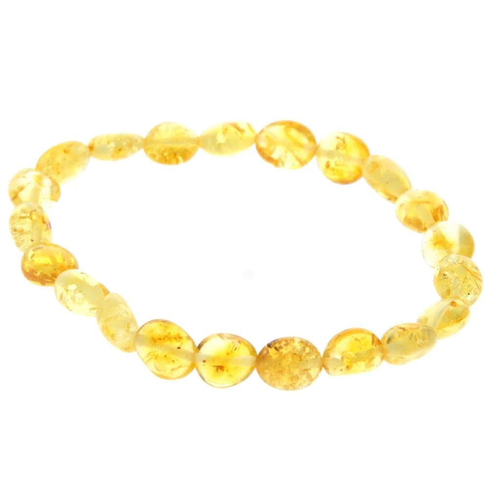 Certified Baltic Amber Bean Beads Bracelet Elasticated - Sizes Child to Adult