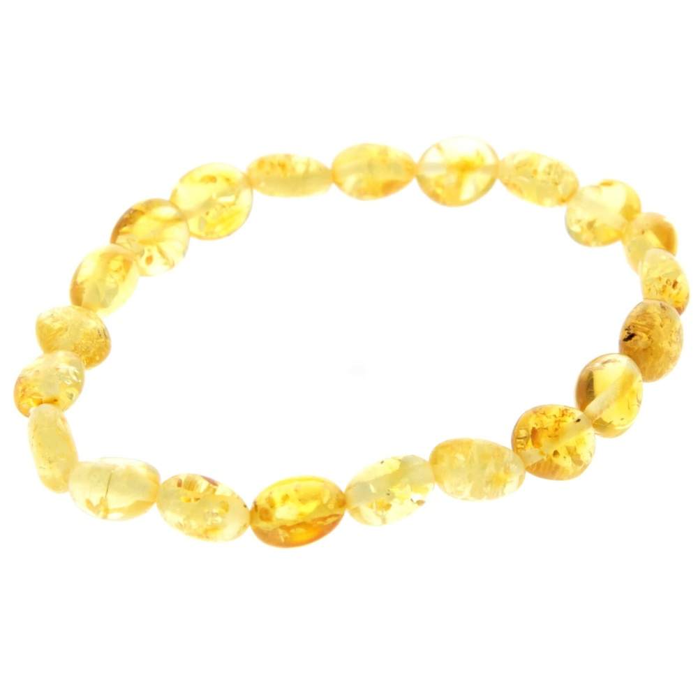 Certified Baltic Amber Bean Beads Bracelet Elasticated - Sizes Child to Adult