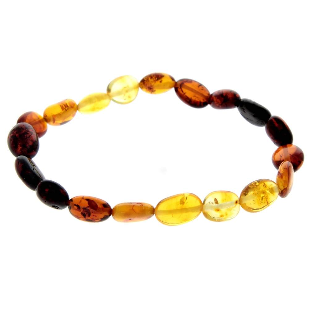 Certified Baltic Amber Bean Beads Bracelet Elasticated - Sizes Child to Adult