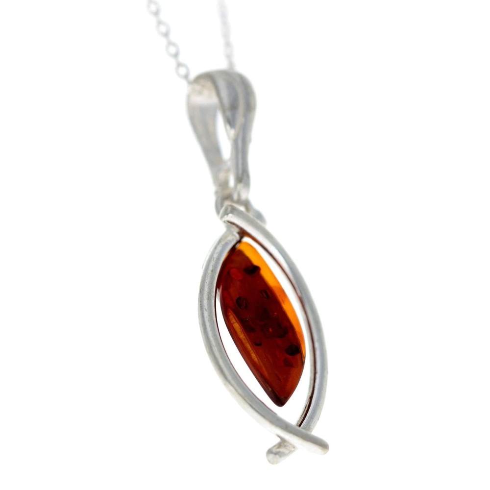 925 Sterling Silver & Genuine Baltic Amber Classic Pendant - G200