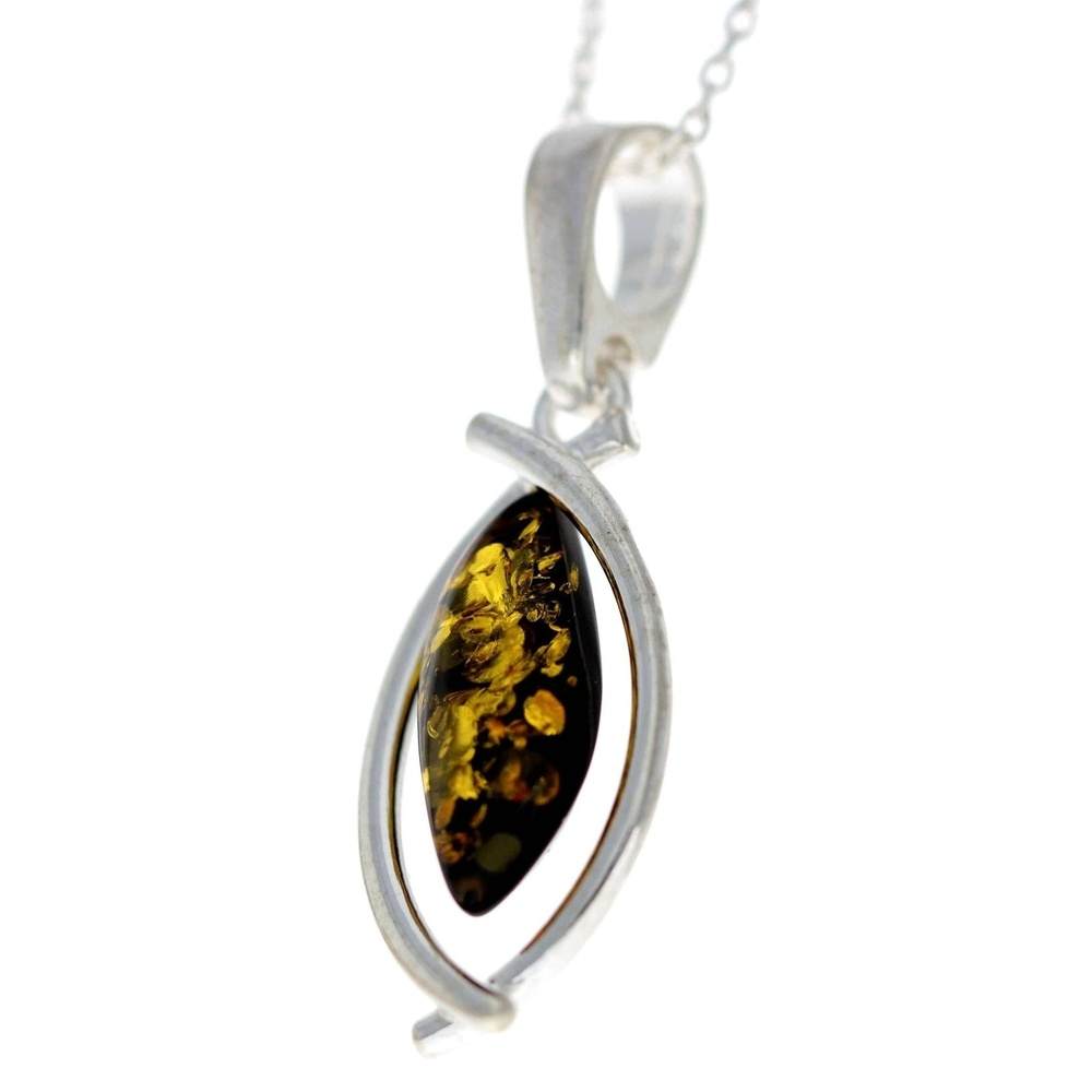 925 Sterling Silver & Genuine Baltic Amber Classic Pendant - G200