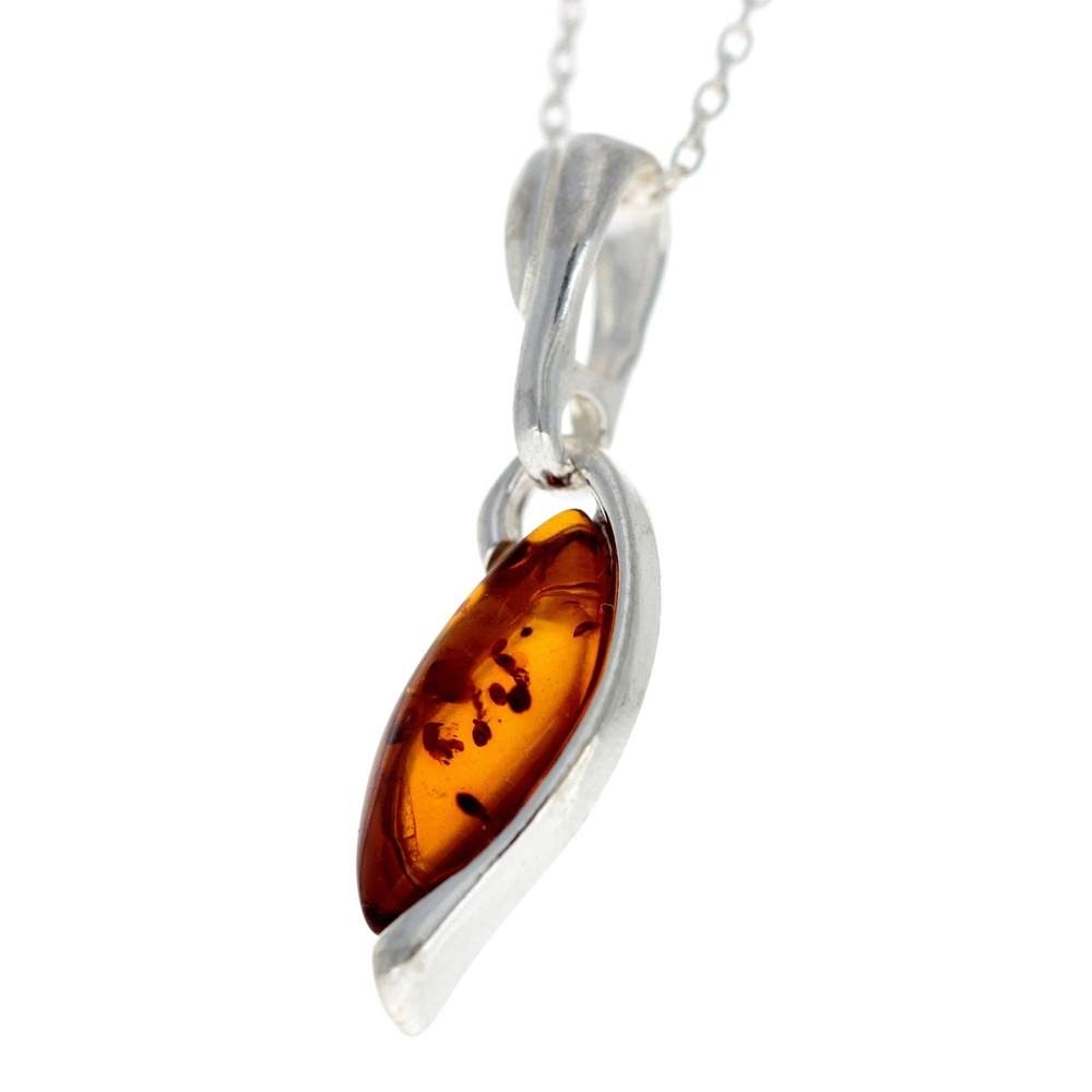 925 Sterling Silver & Genuine Baltic Amber Classic Pendant - G202