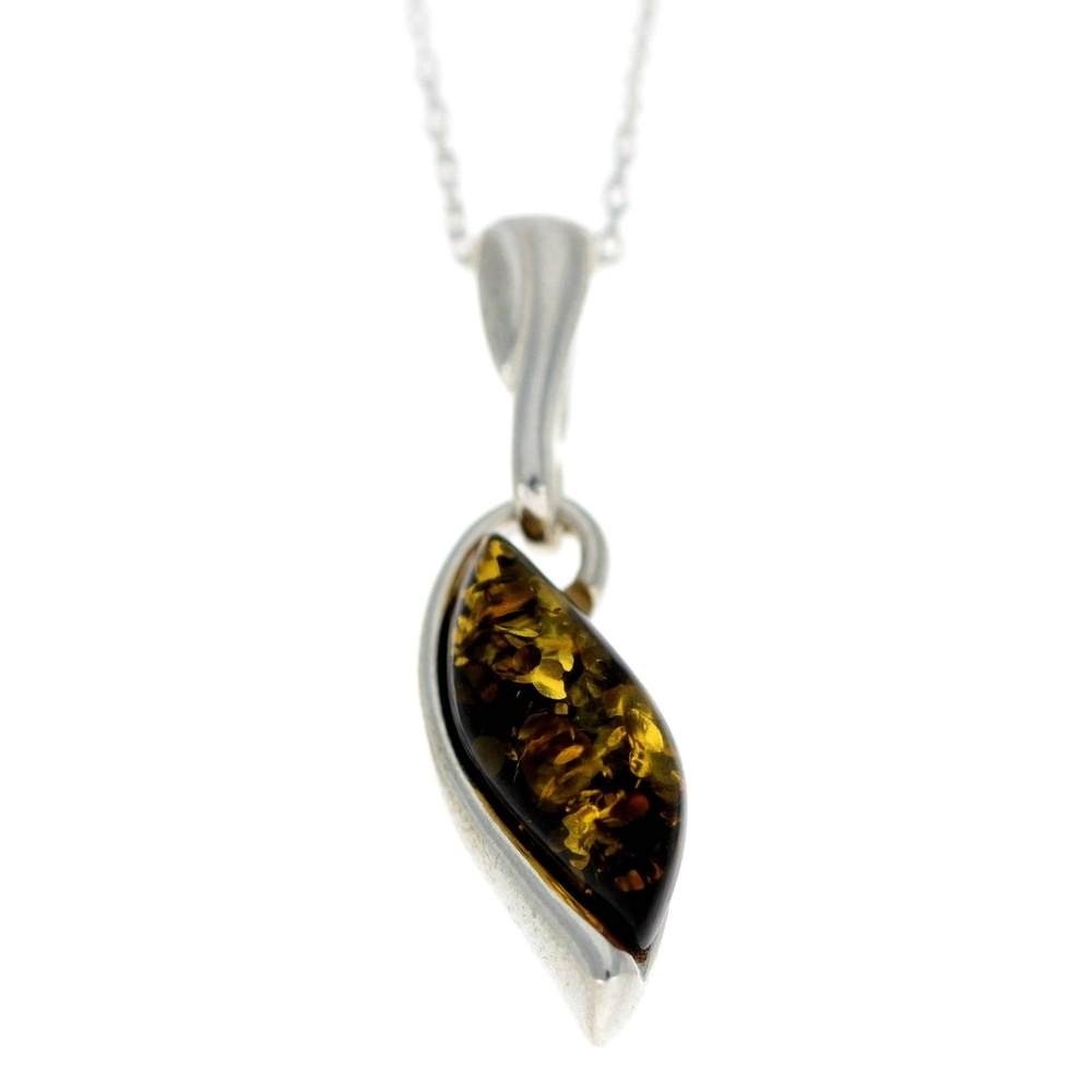 925 Sterling Silver & Genuine Baltic Amber Classic Pendant - G202