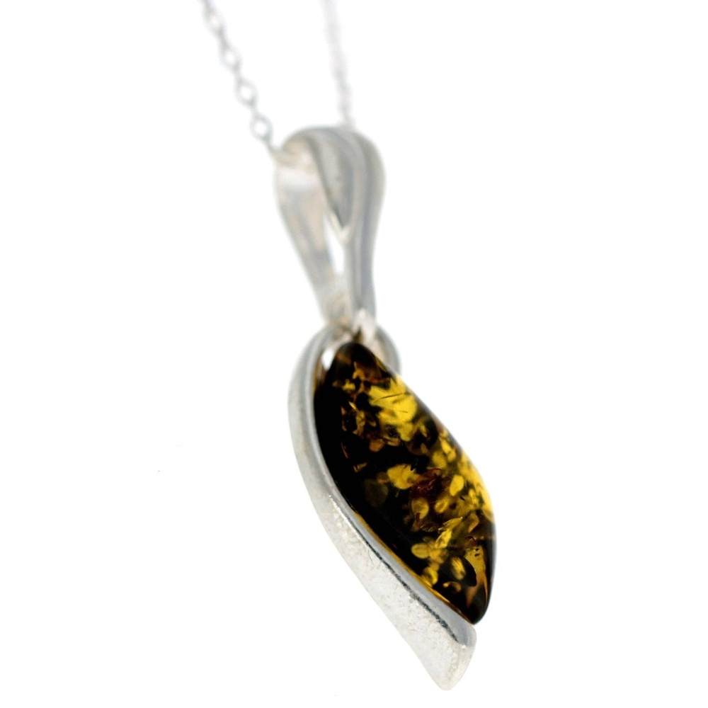 925 Sterling Silver & Genuine Baltic Amber Classic Pendant - G202