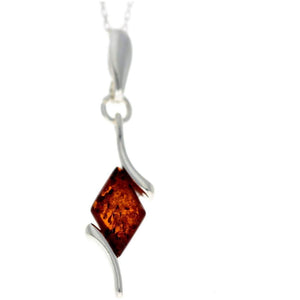 925 Sterling Silver & Genuine Baltic Amber Classic Pendant - G204