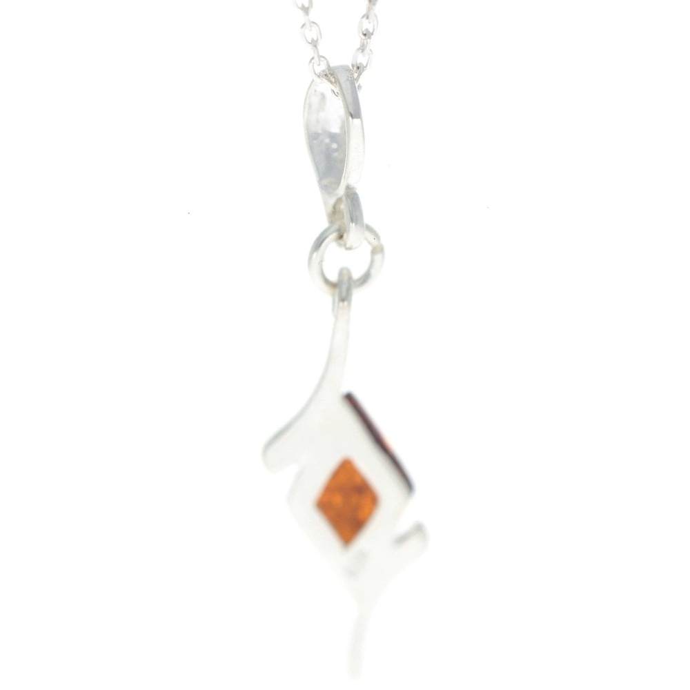 925 Sterling Silver & Genuine Baltic Amber Classic Pendant - G204