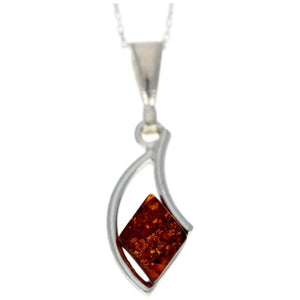 925 Sterling Silver & Genuine Baltic Amber Classic Pendant - G205