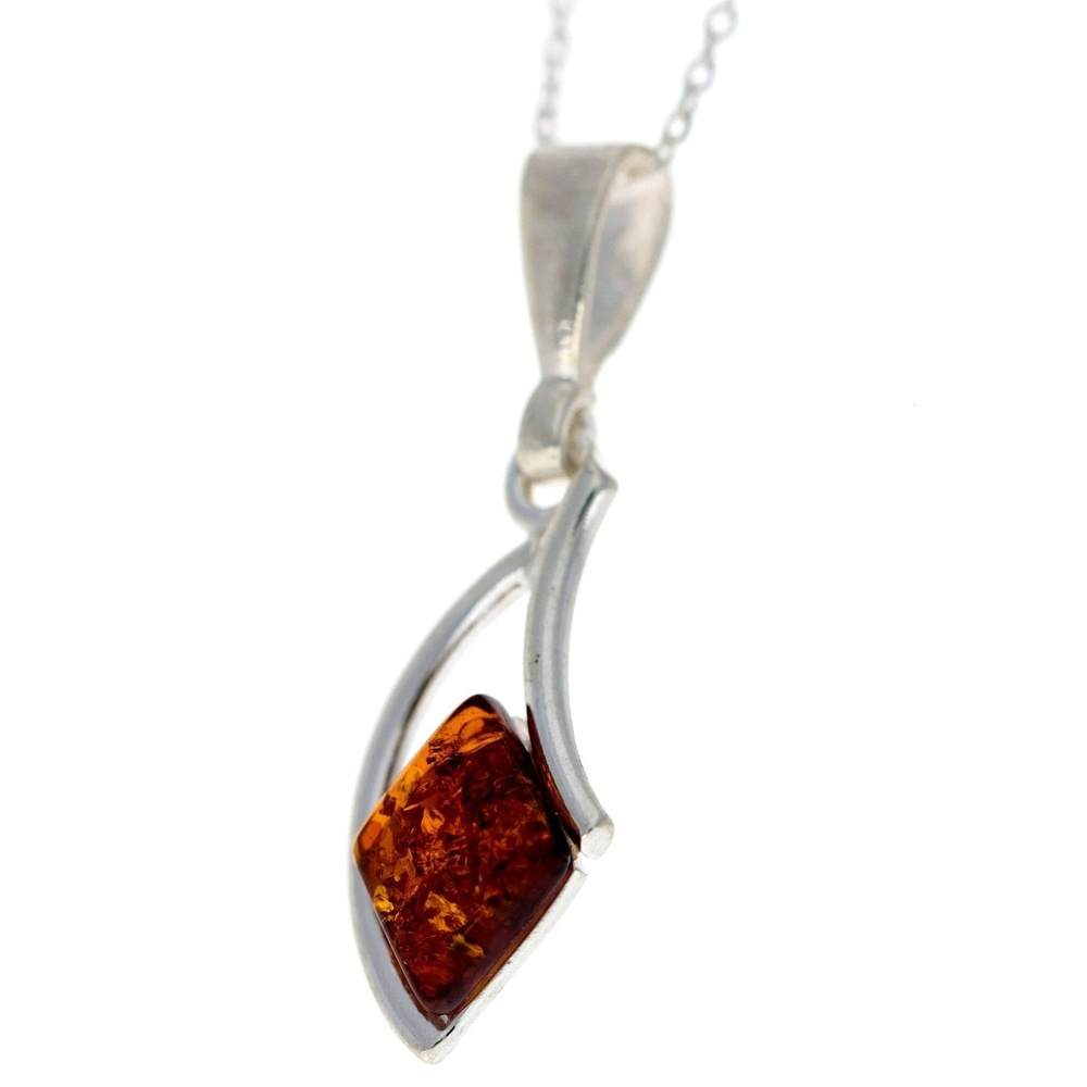 925 Sterling Silver & Genuine Baltic Amber Classic Pendant - G205