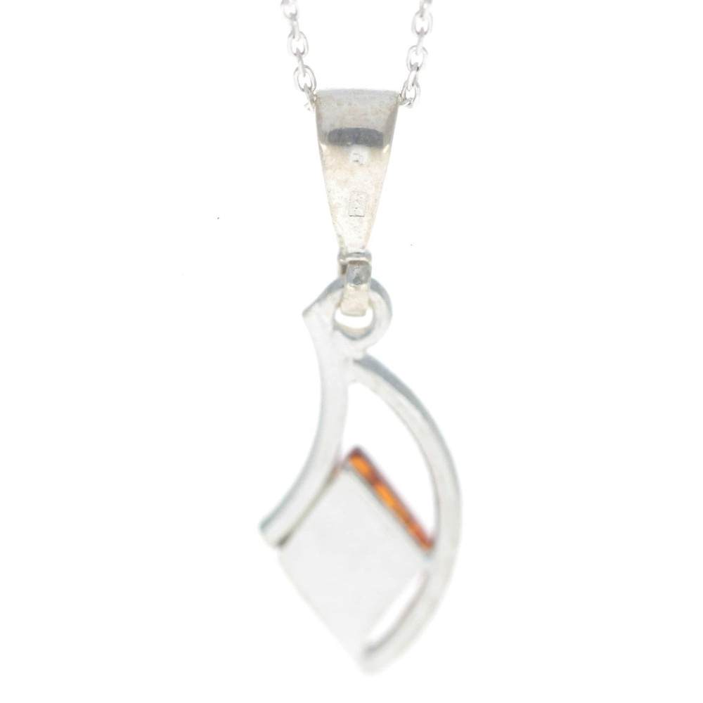 925 Sterling Silver & Genuine Baltic Amber Classic Pendant - G205