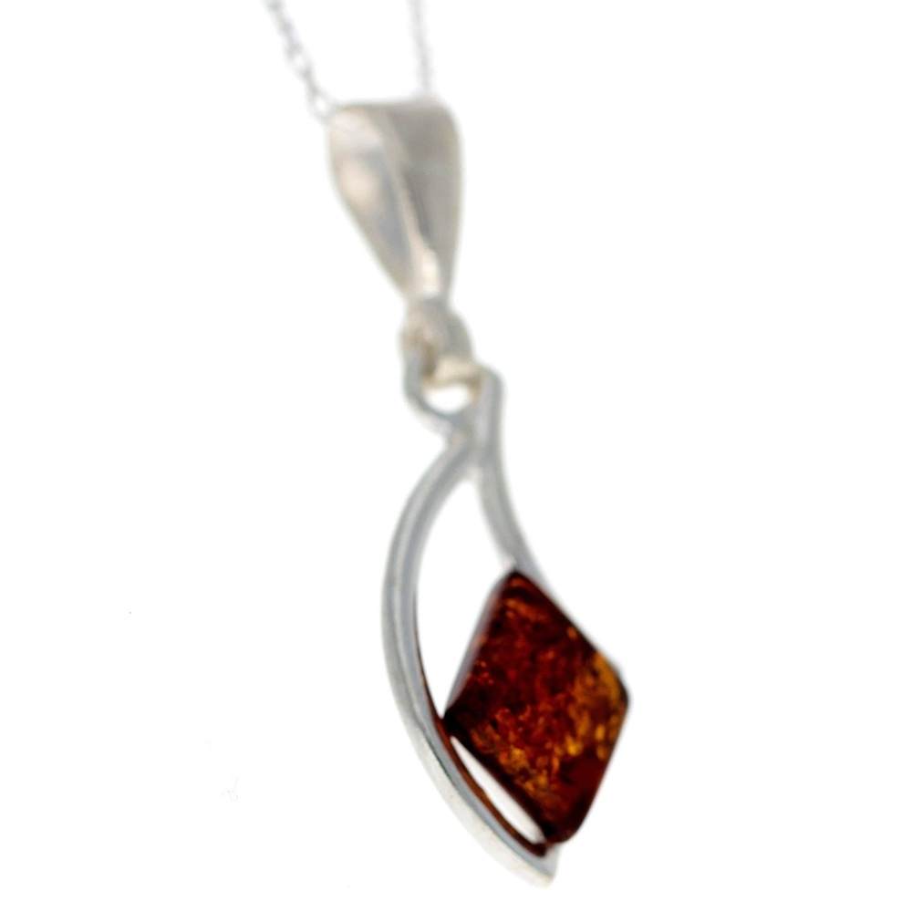 925 Sterling Silver & Genuine Baltic Amber Classic Pendant - G205